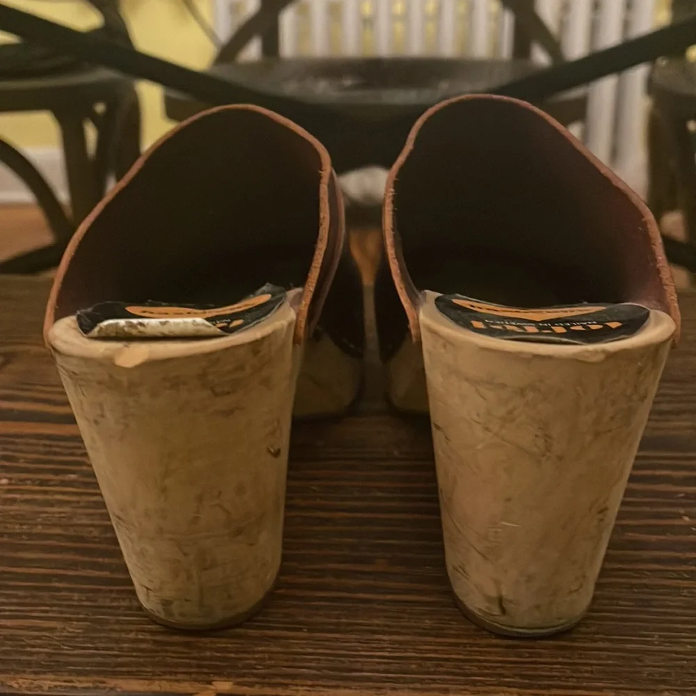 Swedish Hasbeens Toffel Mules Clogs Slip On Leather Heeled - Picture 5 of 7